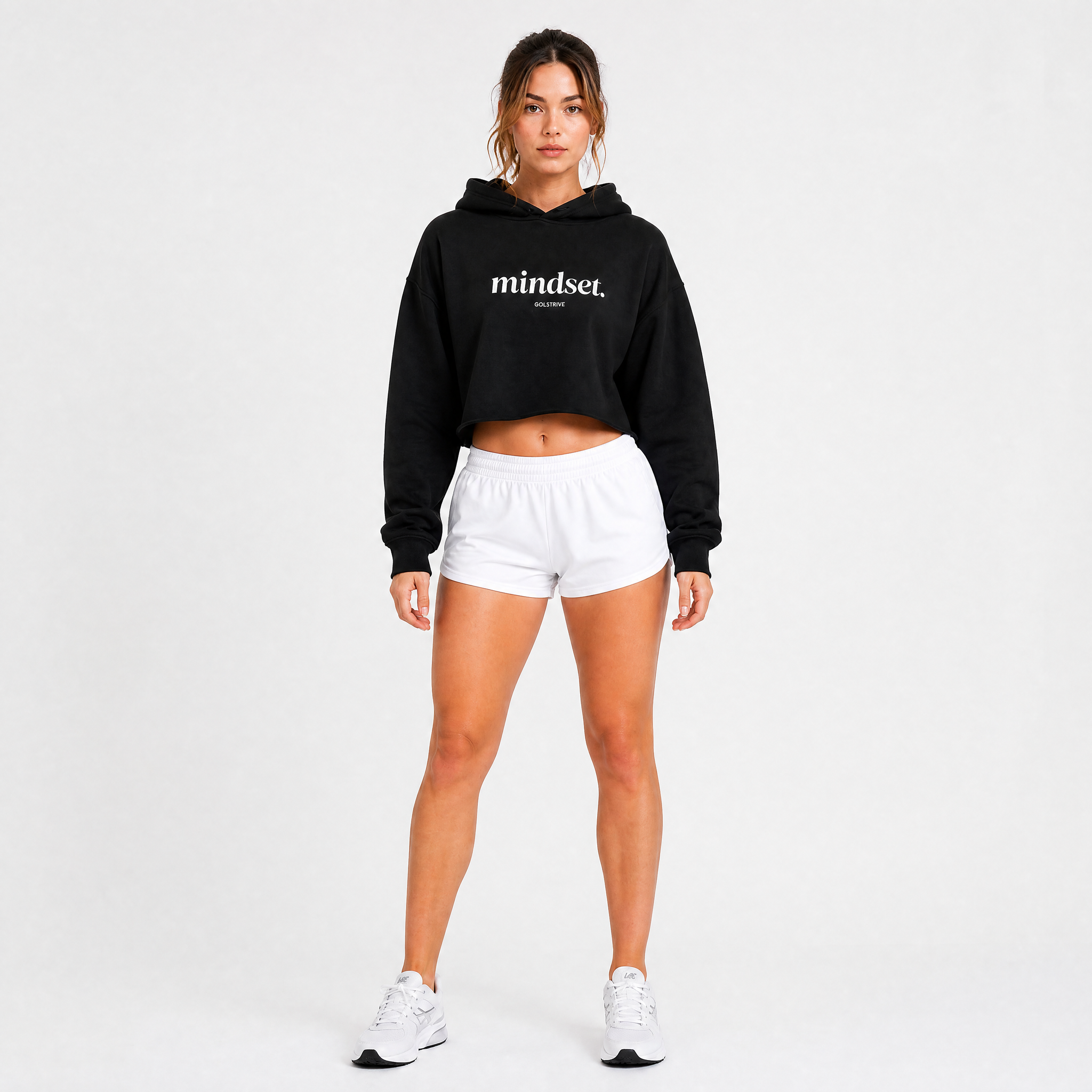 Crop-Hoodie "MINDSET" (Black) - Pilates Club Collection